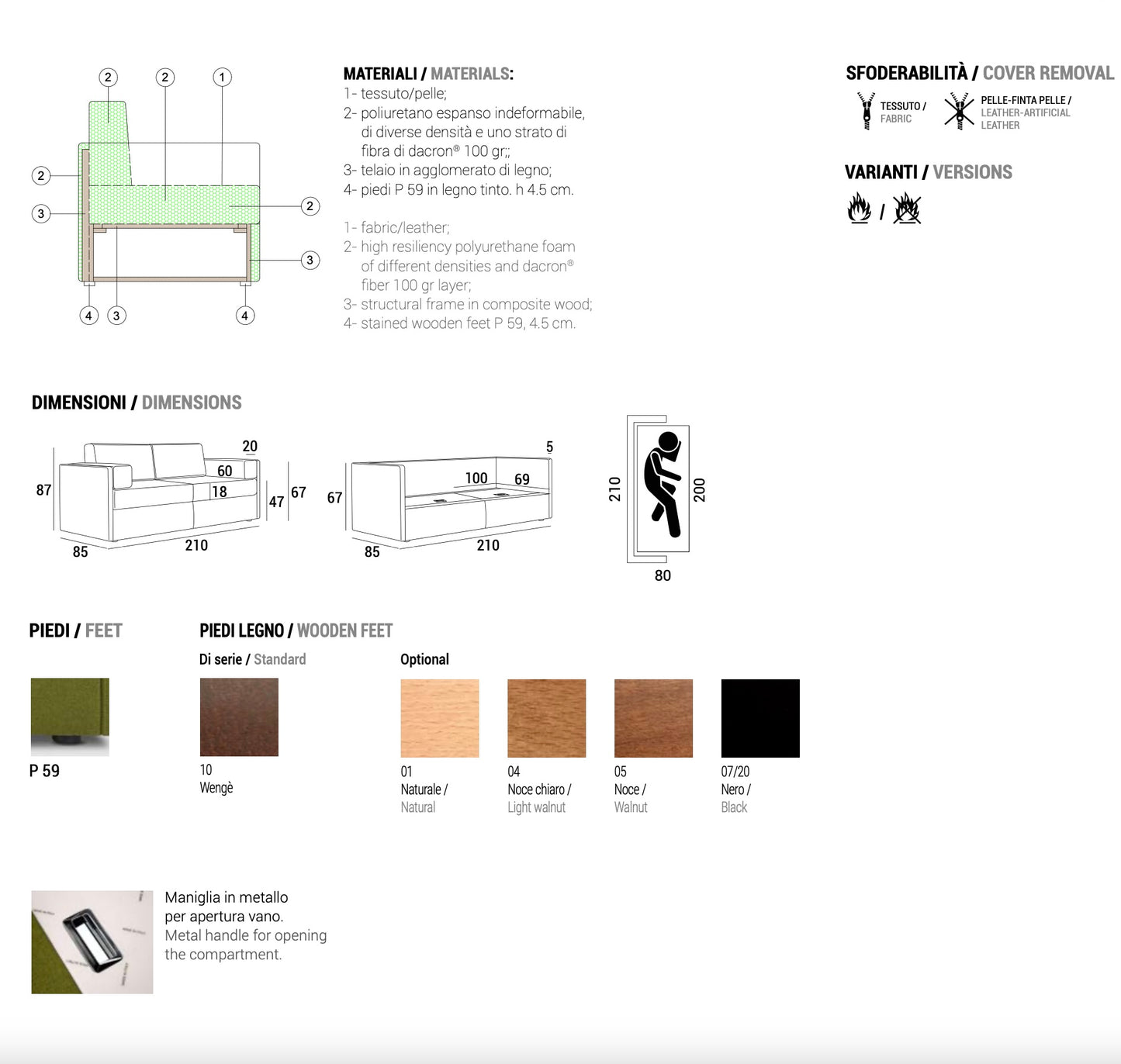 Adria 2-Seater Sofa Bed by Domingo Salotti