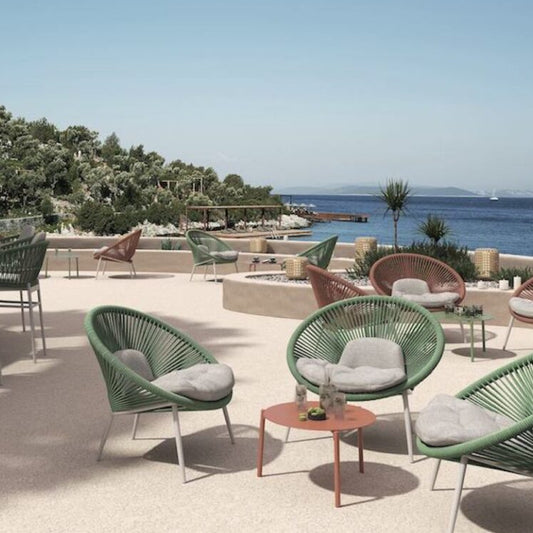 Nancy Lounge Chair – Stylish Rope Weave Outdoor Accent Chair with Cushions