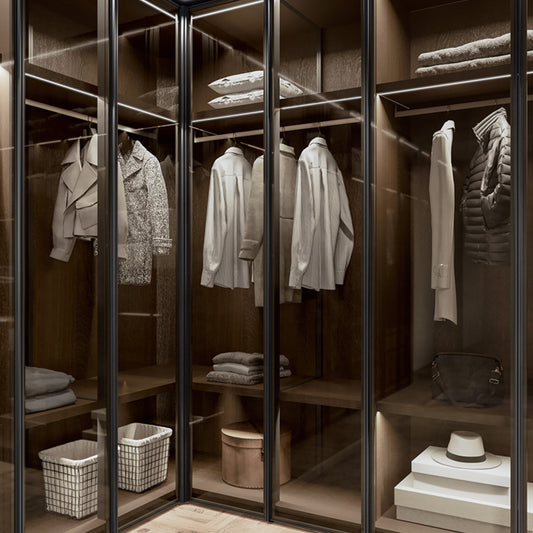 Emotion Up Wardrobe with Glass Up Hinged Doors