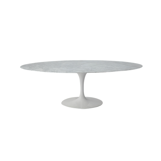Round marble tulip dining table on a white background