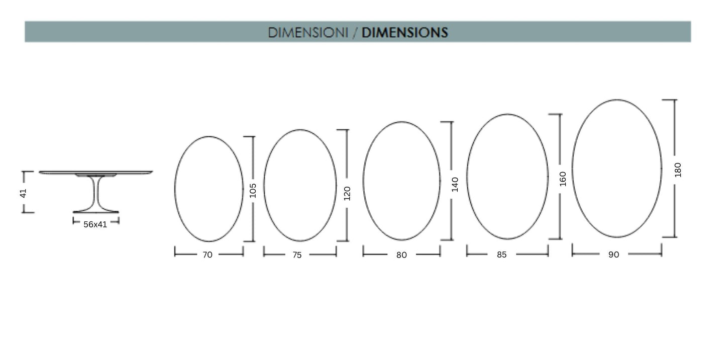 Tavolino da caffè moderno ovale in ceramica Tulip - Dekton, piano in Laminam