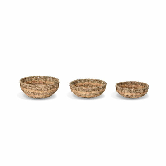Set of 3 Natural Bayford Woven Round Bowls