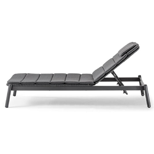 Atol Dark Grey Adjustable Outdoor Sunbed – Woven Rope & Aluminium Lounger