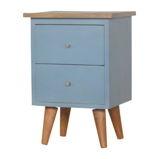 Blue Hand Painted Solid Wood Bedside