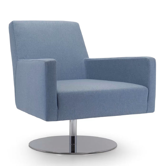 Boston Light Blue Armchair with Metal Swivel Base by Domingo Salotti