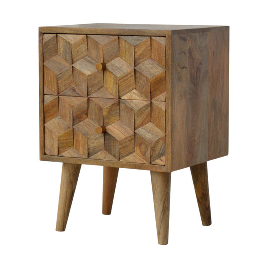 Cube Carved Bedside by Artisan Furniture