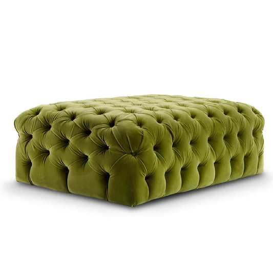 Green Rectangular Capitonne Pouf by Domingo Salotti