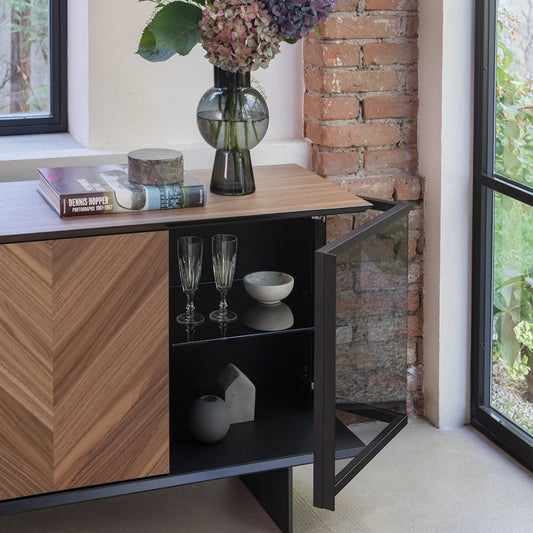 Aira Wood Sideboard | LED Lighting & Glass Accents | Modern Storage