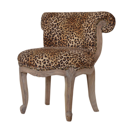 Leopard Print Studded Wooden Chair