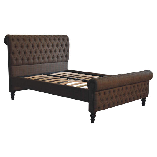 Multi Tweed Solid Wood Bed