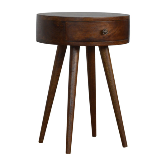 Nordic Chestnut Circular Shaped Wooden Bedside
