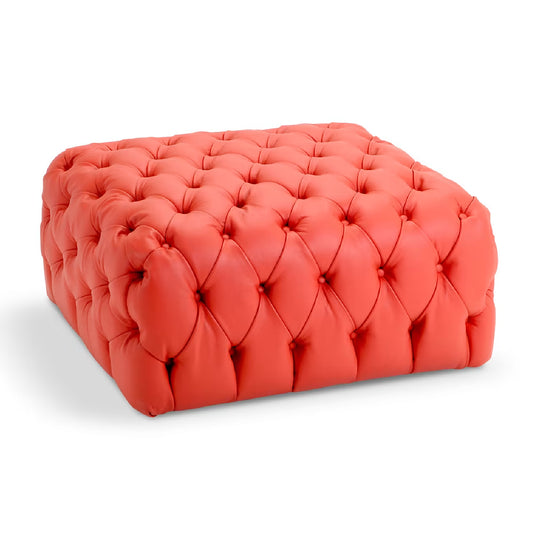 Orange Small Square Capitonne Pouf by Domingo Salotti