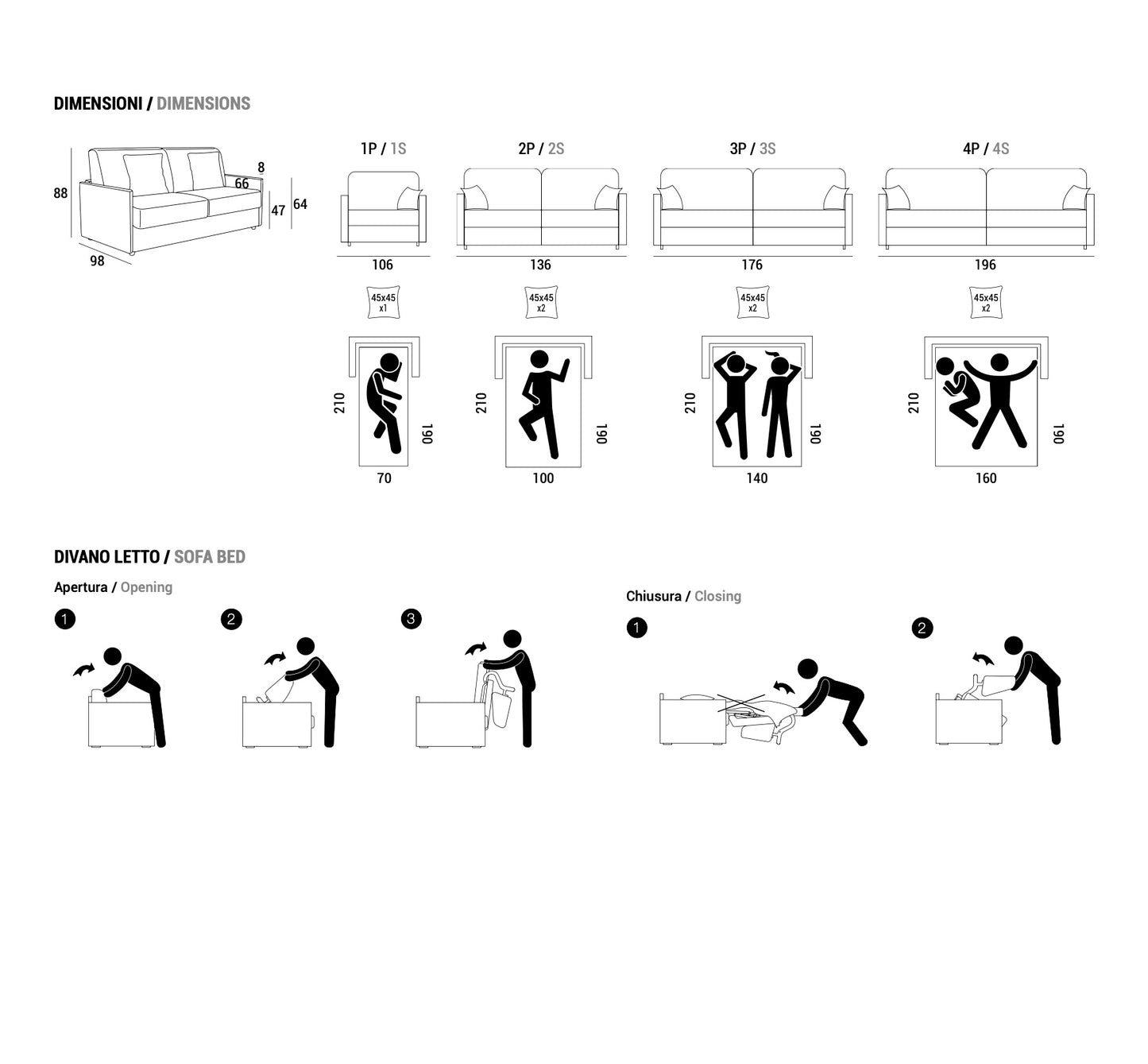 Pegaso 2-Seater Sofa Bed by Domingo Salotti