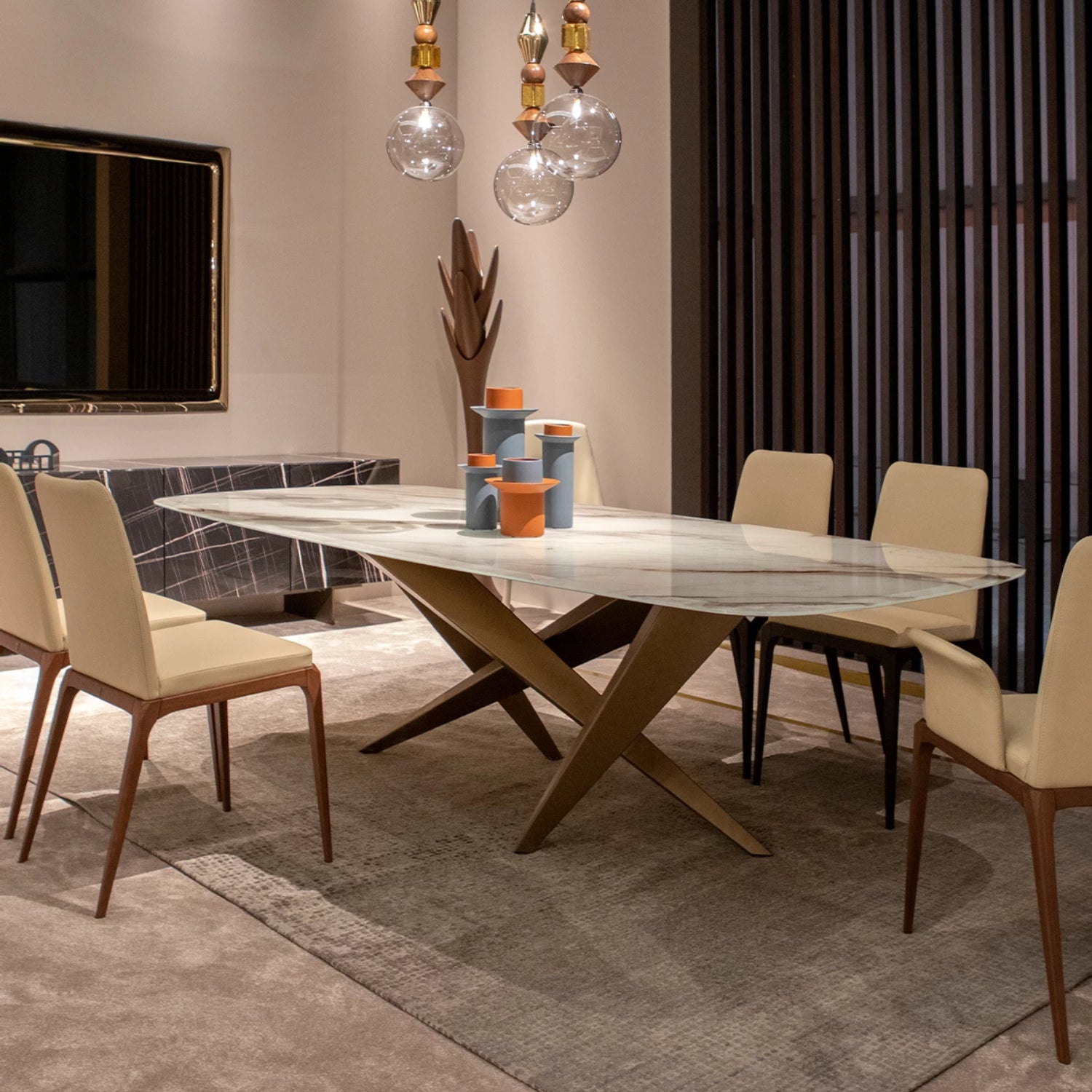 Thunder Table Bold Design with Artistic Glass Top | Tonin Casa | Dining ...