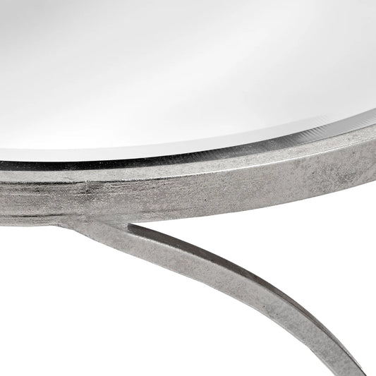 Silver curved design set of 2 side tables