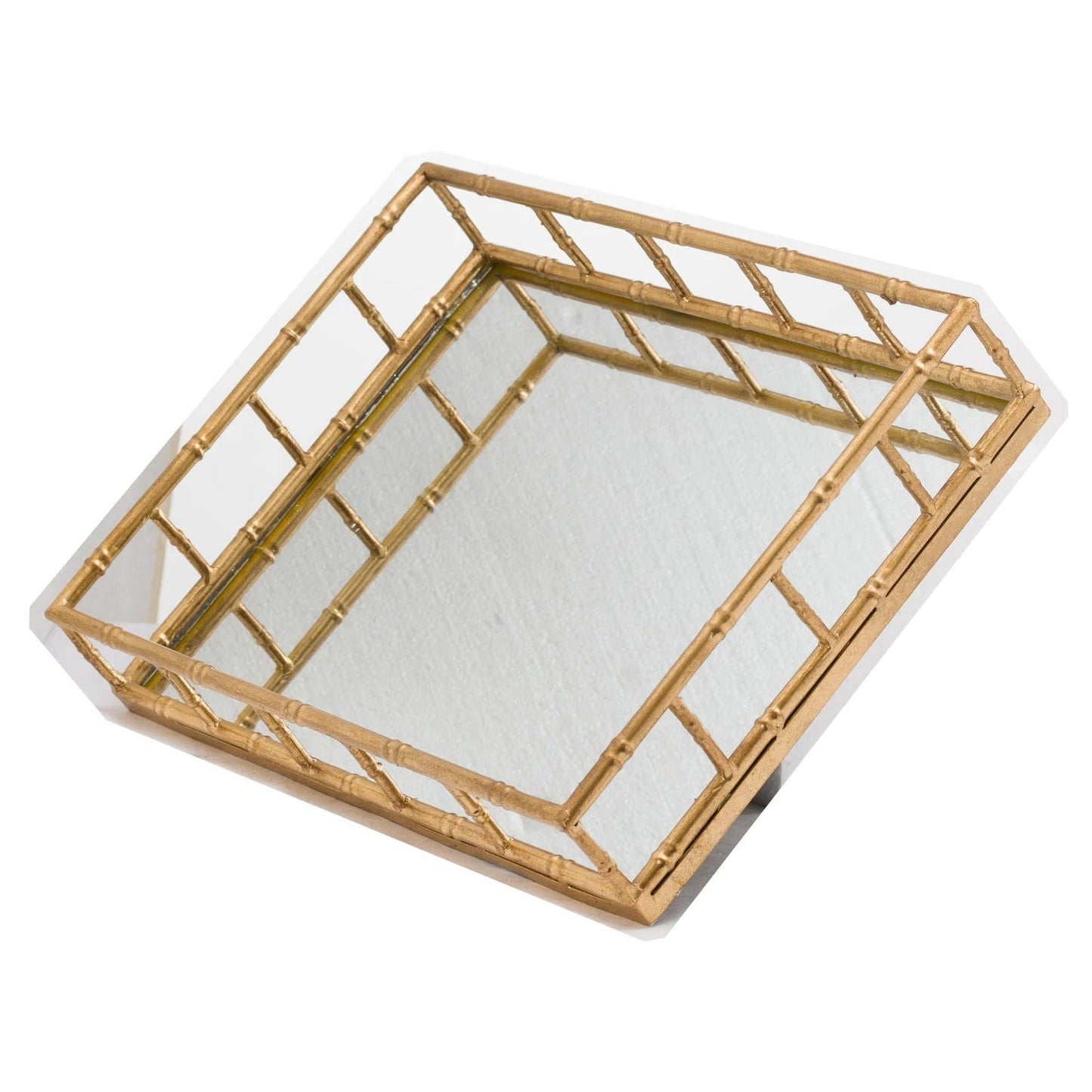 Mirrored glass rectangular tray