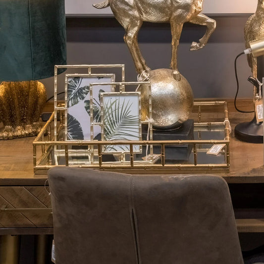 Mirrored glass rectangular tray