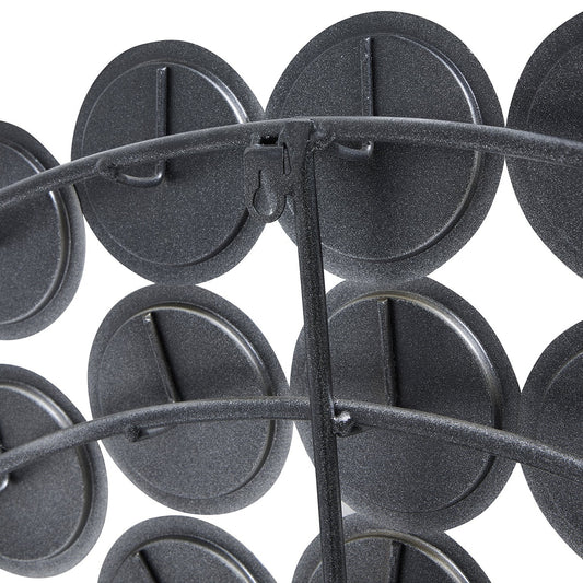 Large round convex antiqued silver multi mirror