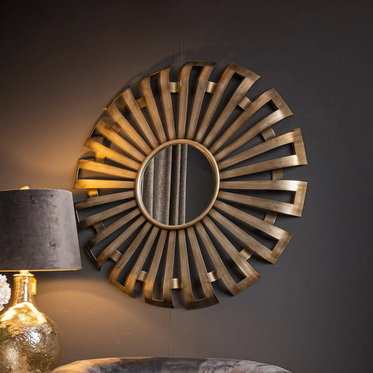 Evi antique silver sunburst mirror