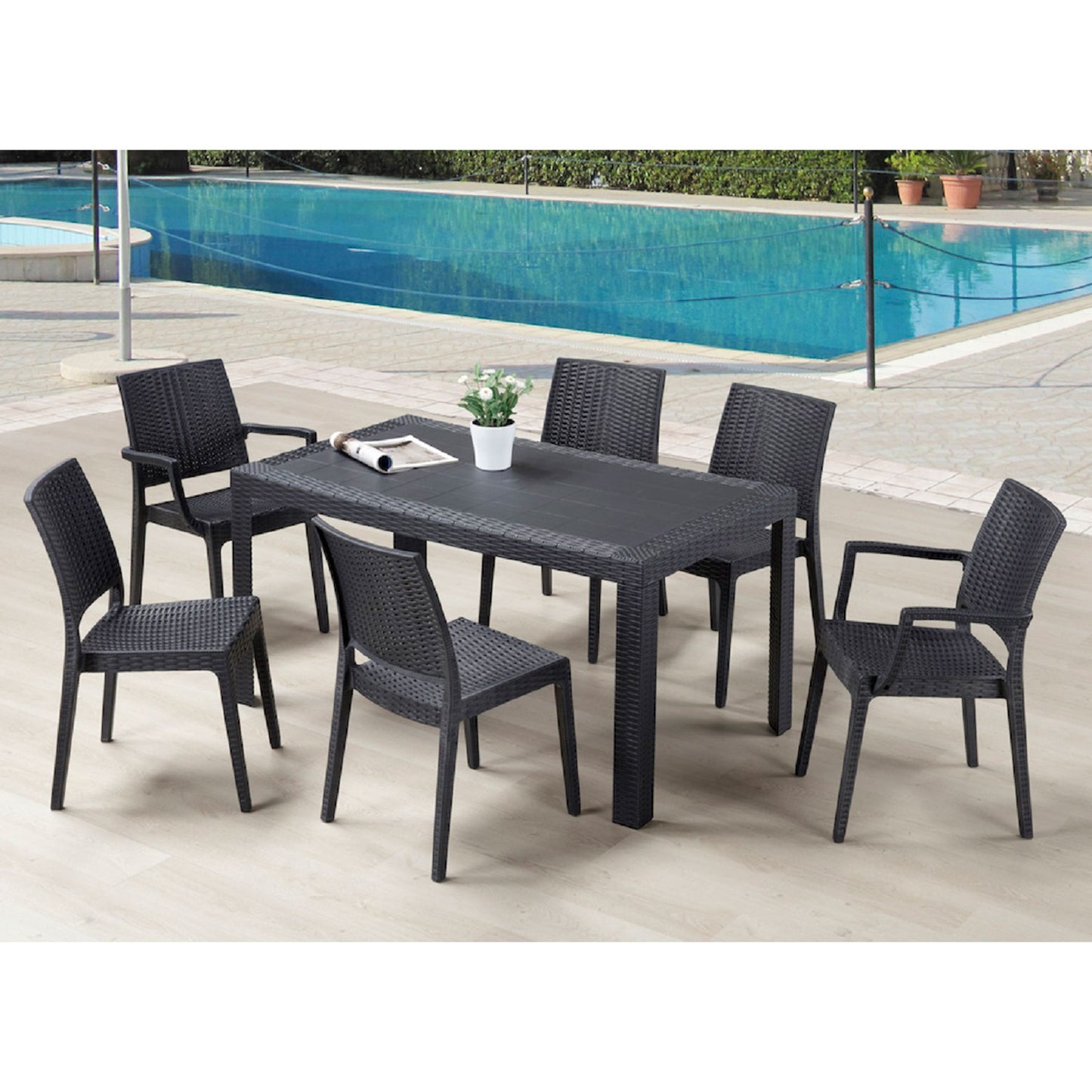 Sibilla Rattan Style Technopolymer Stacking Armchair by Areta