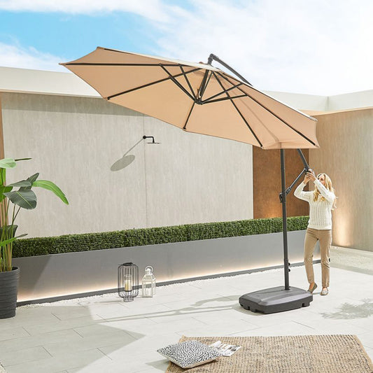 3.0 Mtr Round Aluminium Cantilever Parasol with 130 Ltr Set of 4 Water Fill Base