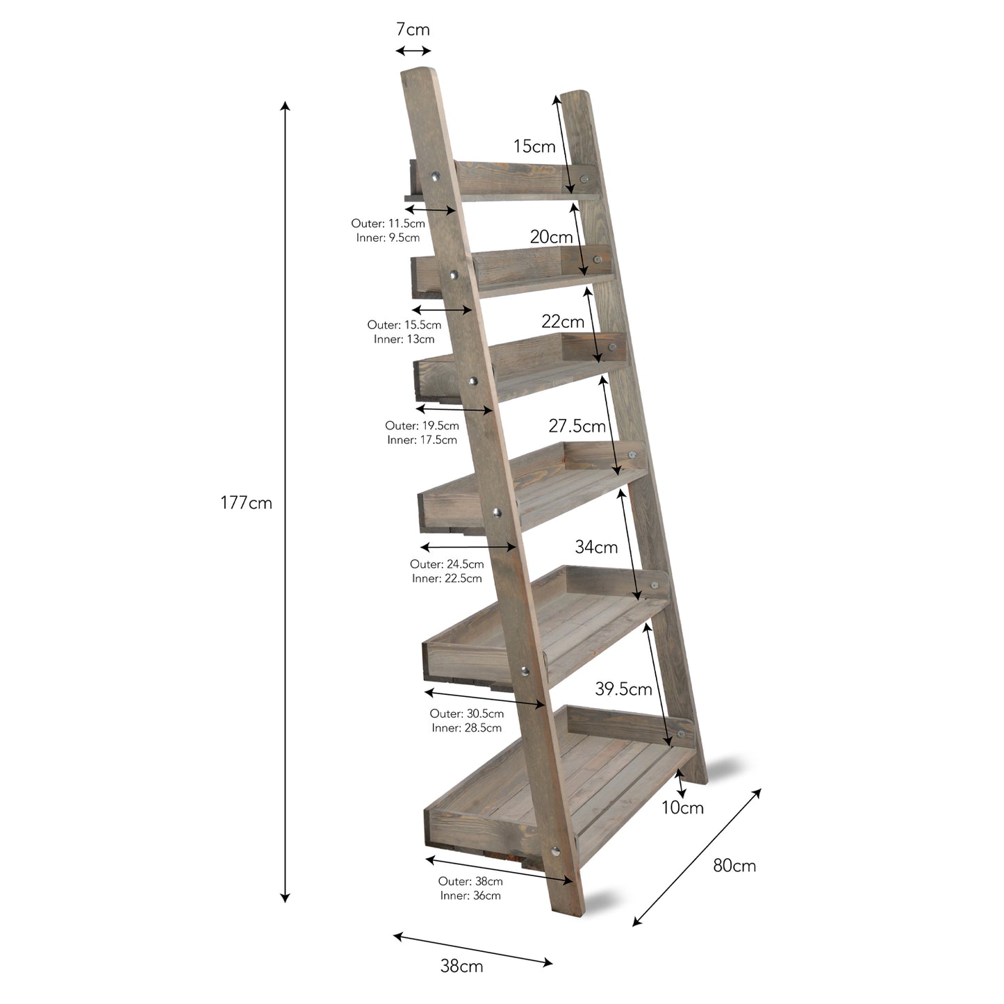 Aldsworth Shelf Ladder Wide Large Spruce by Garden Trading