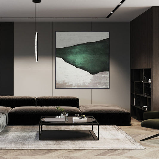 Abstract dark green porch thick texture hand painted canvas