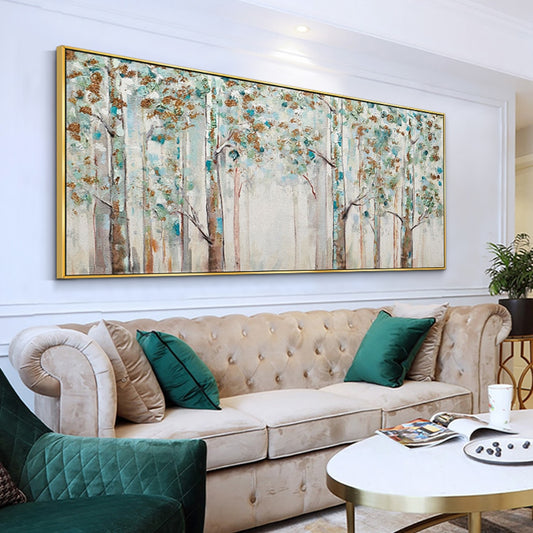 Abstract white tree knife wall art oil hand painted canvas