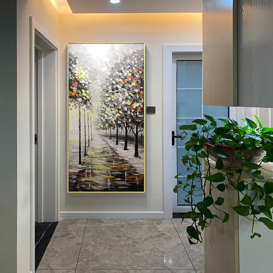 Abstract forest wall art simple hand painted canvas