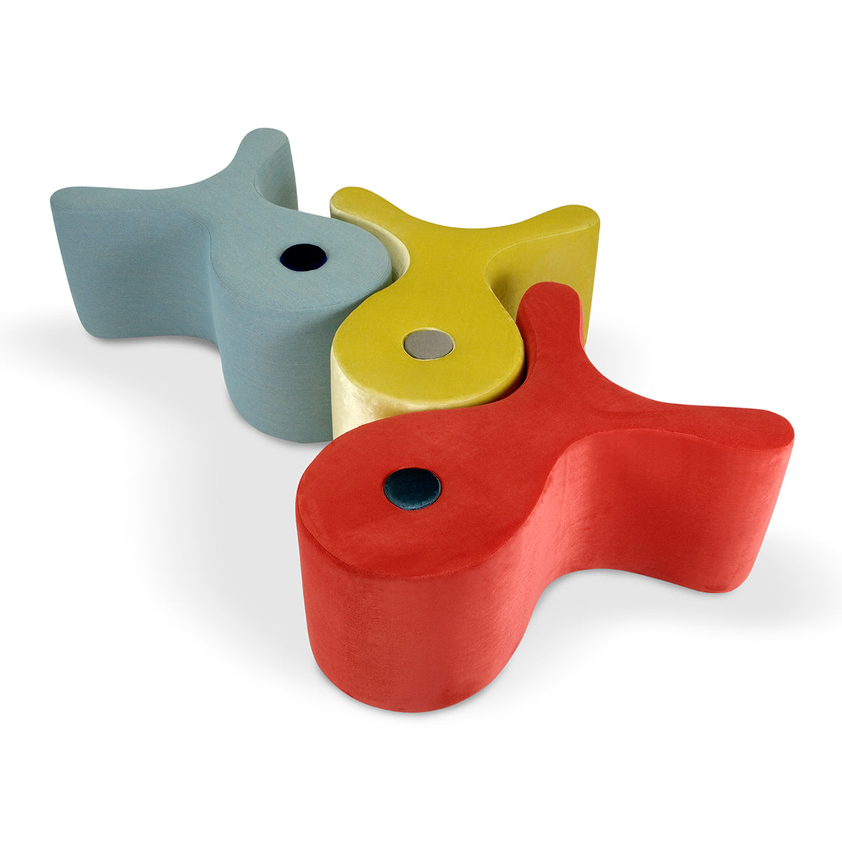 Fisk upholstered Pouf Ottoman by Adrenalina - Designer Simone Michelli