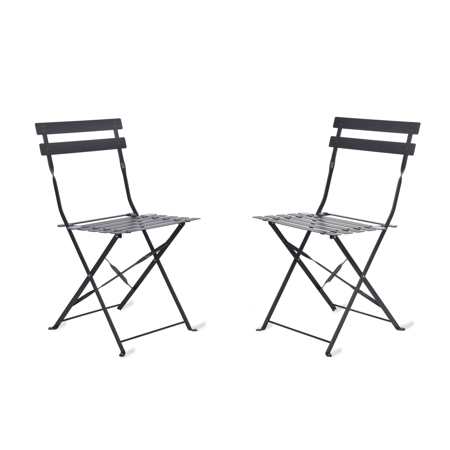 Pair of Bistro Outdoor Chairs in Carbon Steel by Garden Trading