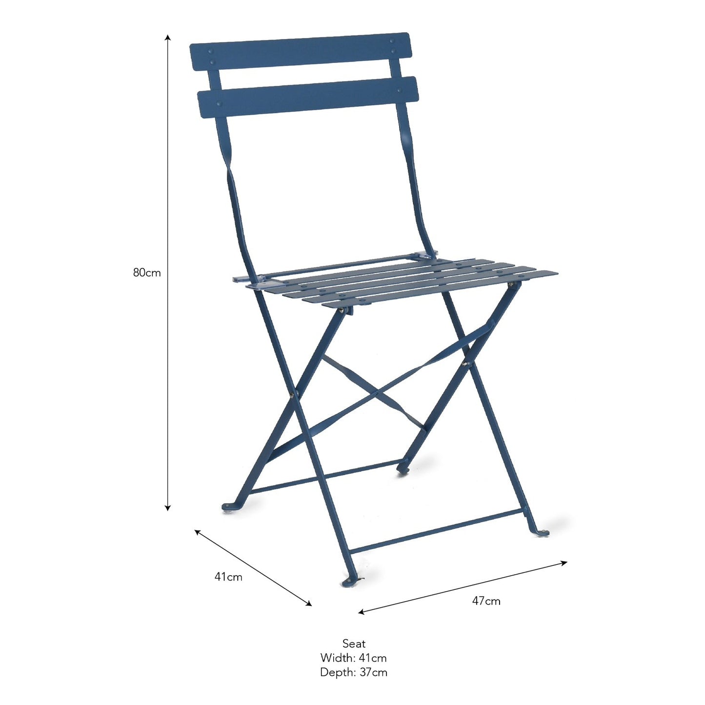 Pair of Bistro Outdoor Chairs in Lulworth Blue Steel by Garden Trading