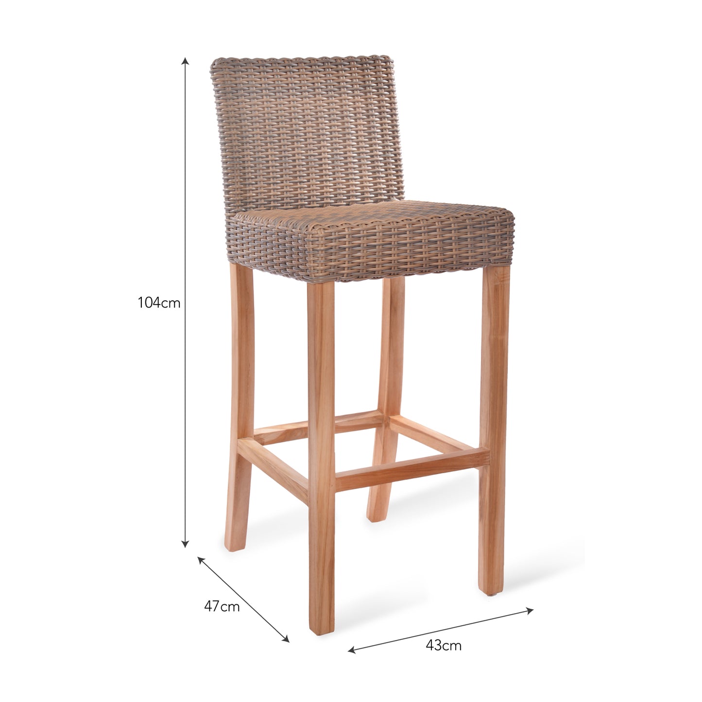 Lymington Outdoor Bar Stool PE Rattan by Garden Trading