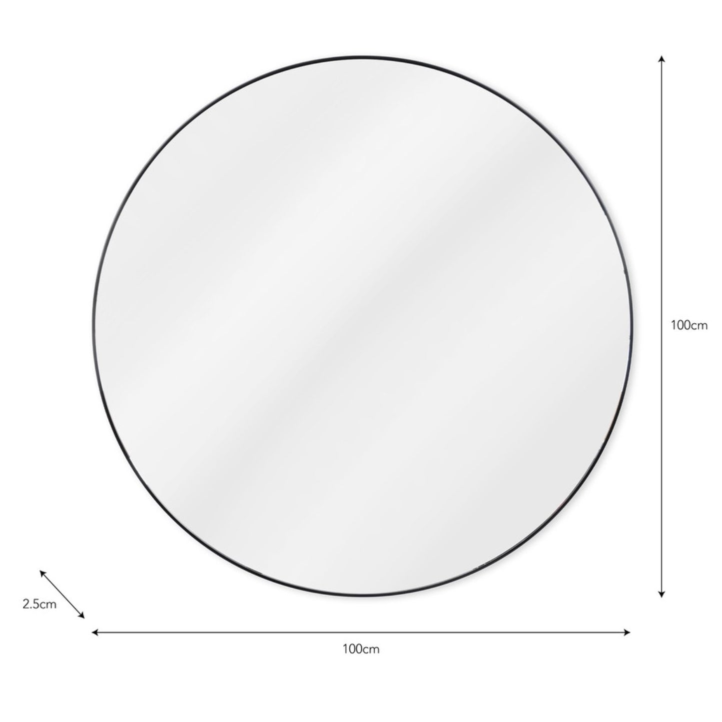 Cherington Round Wall Mirror 100cm in Black by Garden Trading - Steel