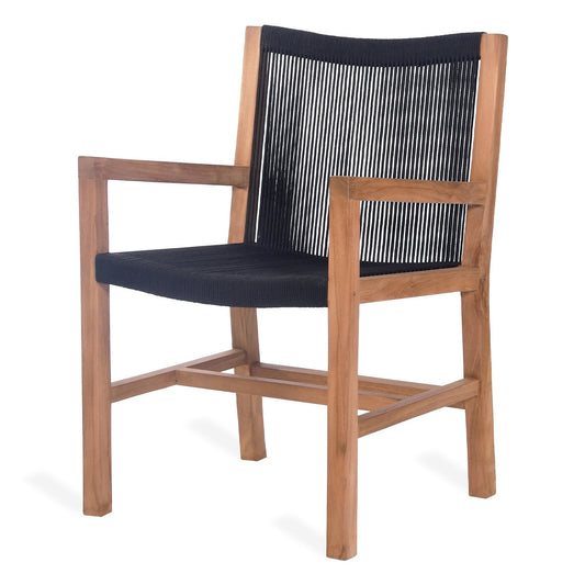 Pair of Mylor Outdoor Arm Chairs Teak and Poly Rope by Garden Trading