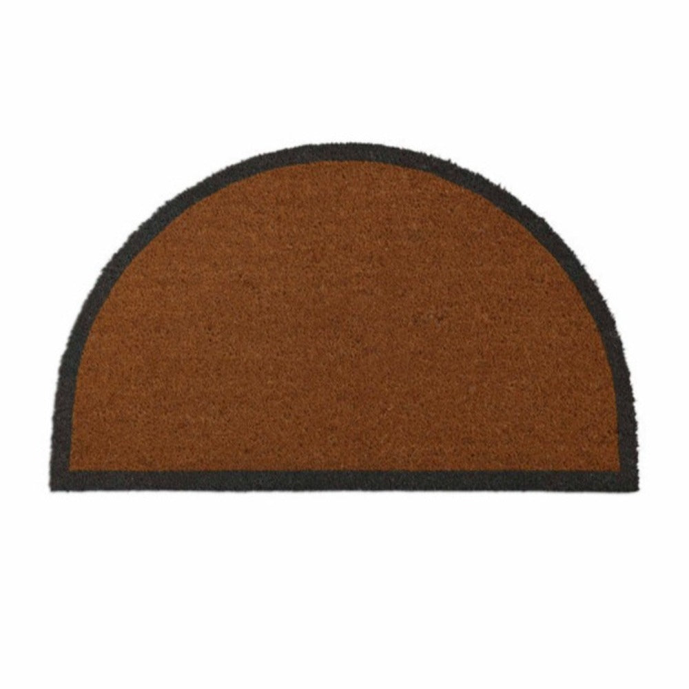 Natural Half Moon Doormat with Charcoal Border