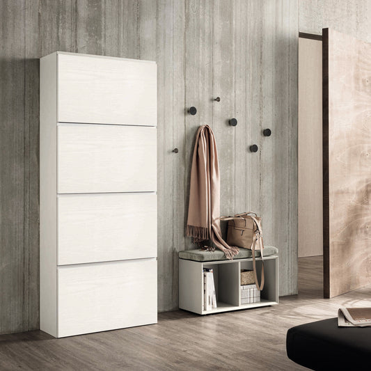 Minima contemporary 4 door shoe storage & bench by Birex