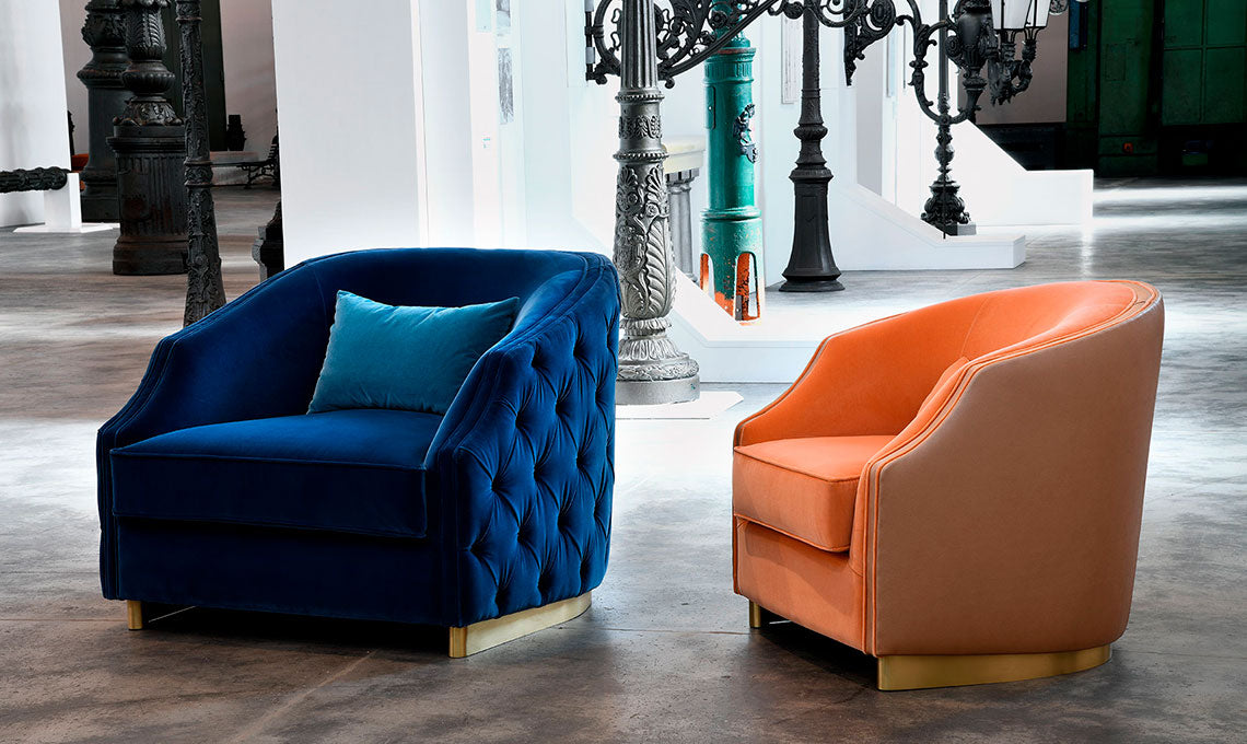 Cleio Large Blue Armchair by Domingo Salotti