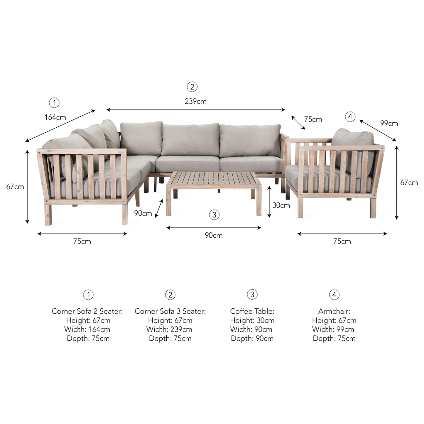 Porthallow Outdoor Corner Sofa Set Acacia by Garden Trading