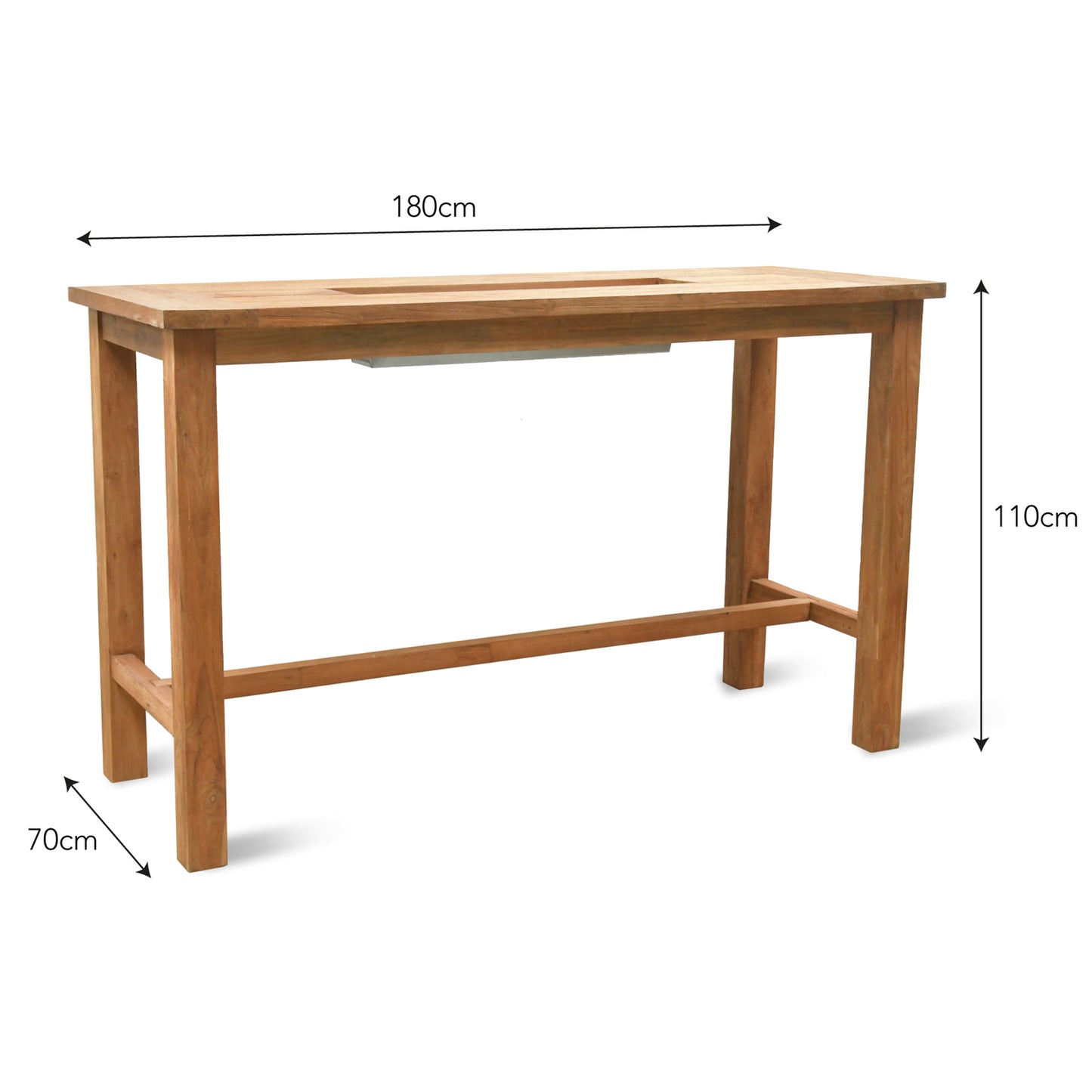 St Mawes Drinks/Planter Outdoor Bar Table 180cm Teak by Garden Trading