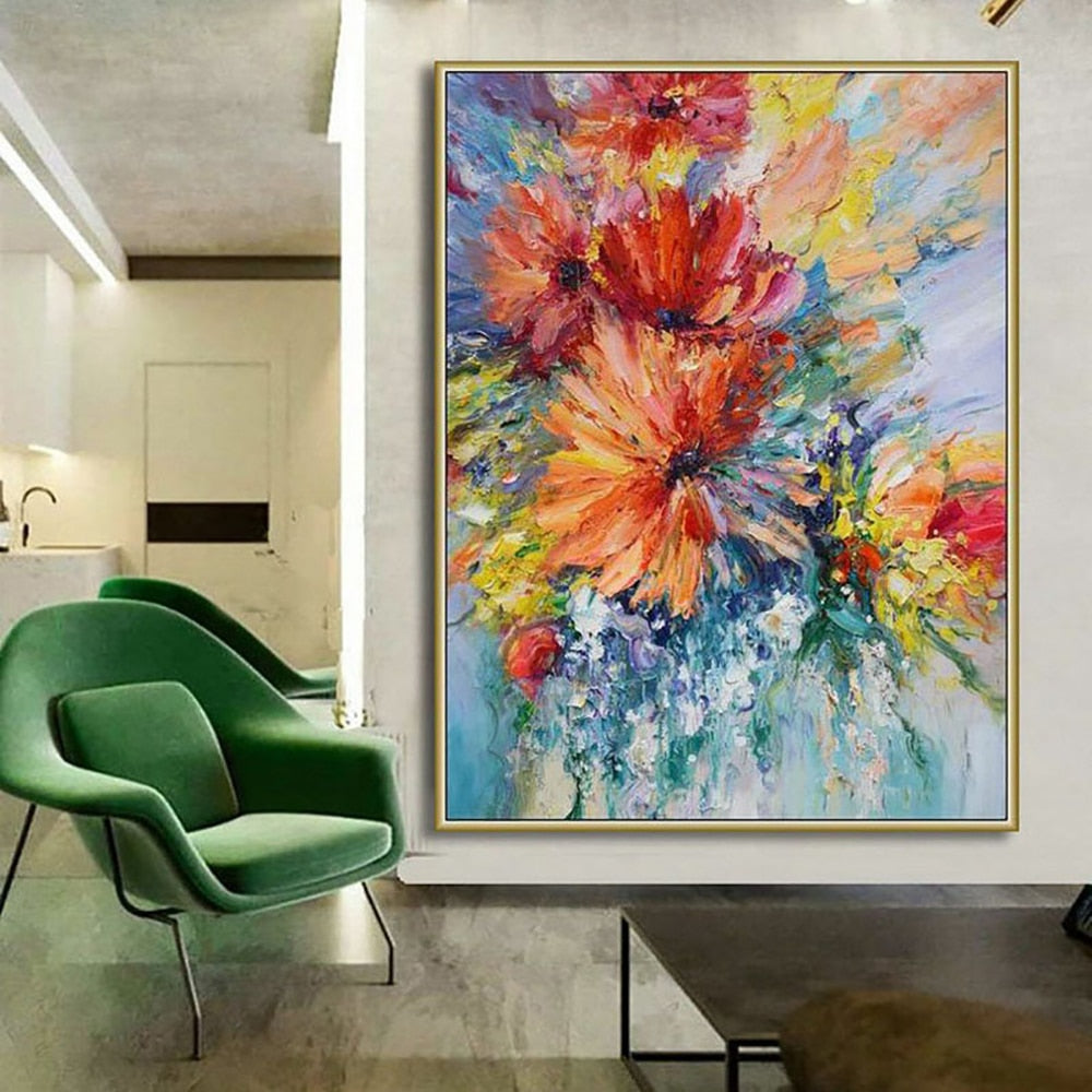 Original thick texture abstract colourful flowers | Home Accessories ...