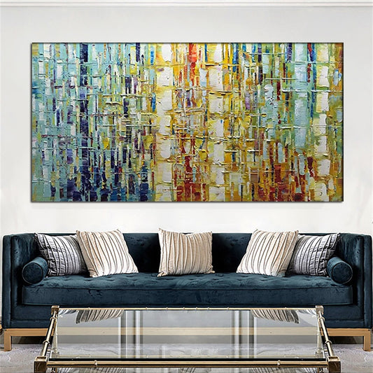 Checkered pattern wall art thick oil hand painted canvas