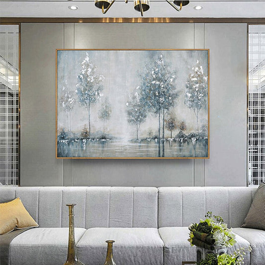 Abstract forest landscape hand painted canvas