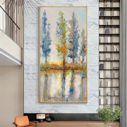 Abstract modern landscape oil hand painted canvas