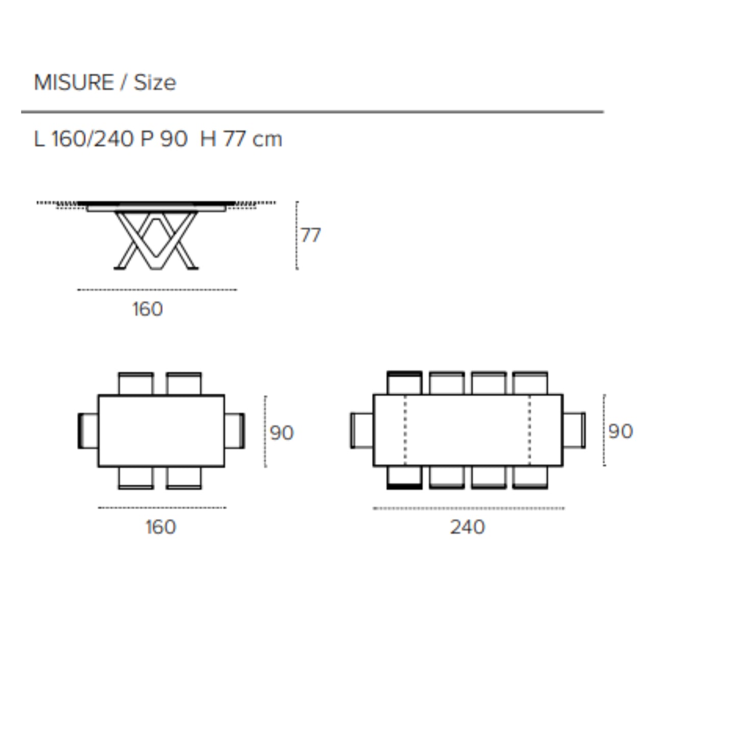 Tritone extendable table by Target Point