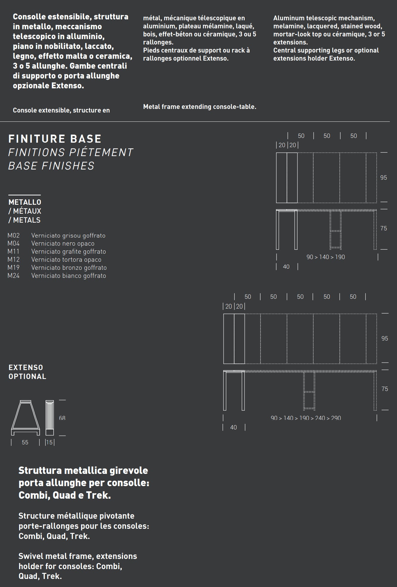 Quad Extendable Console Table by Altacom