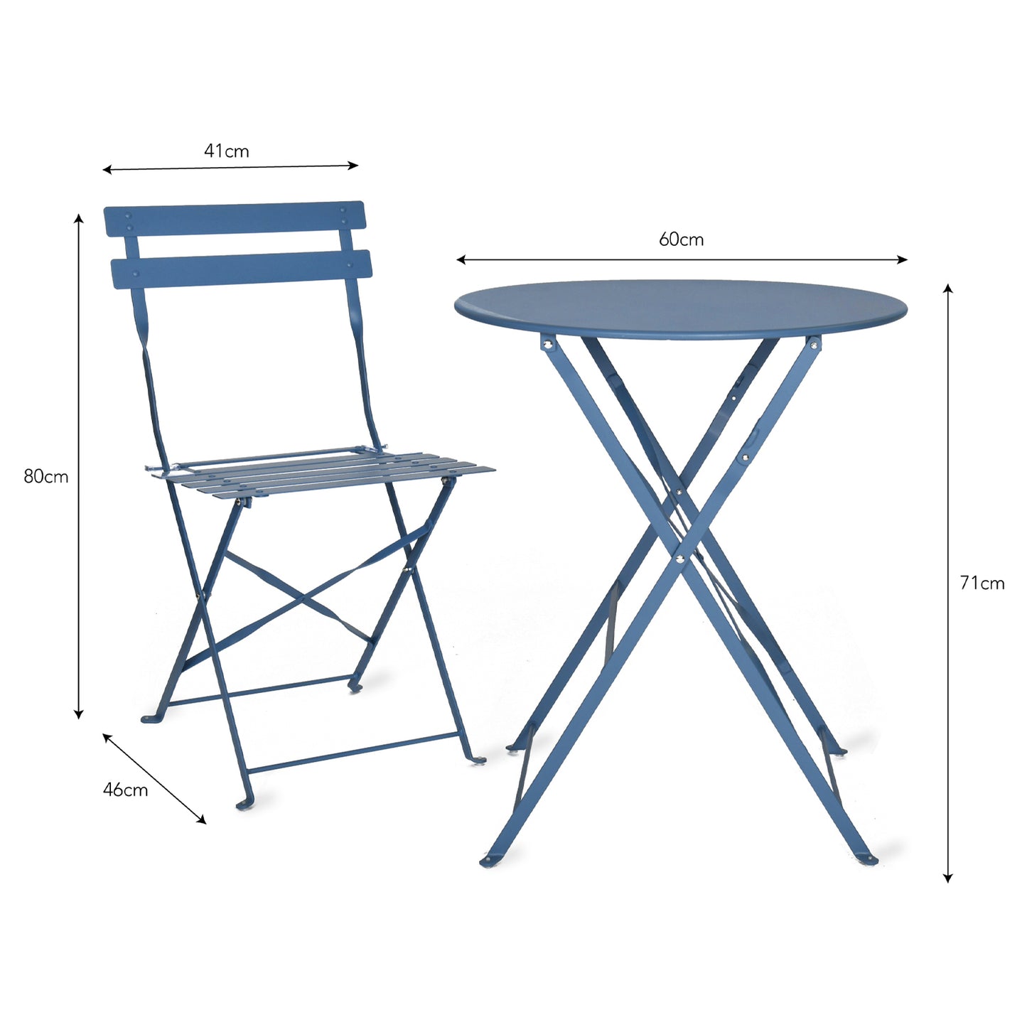 Rive Droite Bistro Outdoor Small Set in Lulworth Blue Steel by Garden Trading