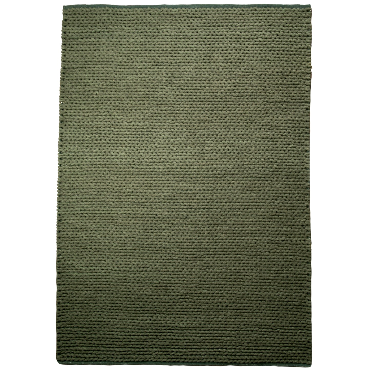 Green knitted wool rug by Native