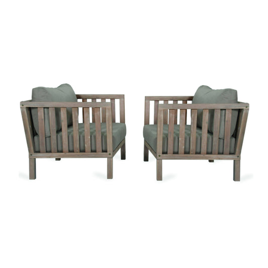 Pair of Porthallow Outdoor Dining Armchairs Acacia by Garden Trading