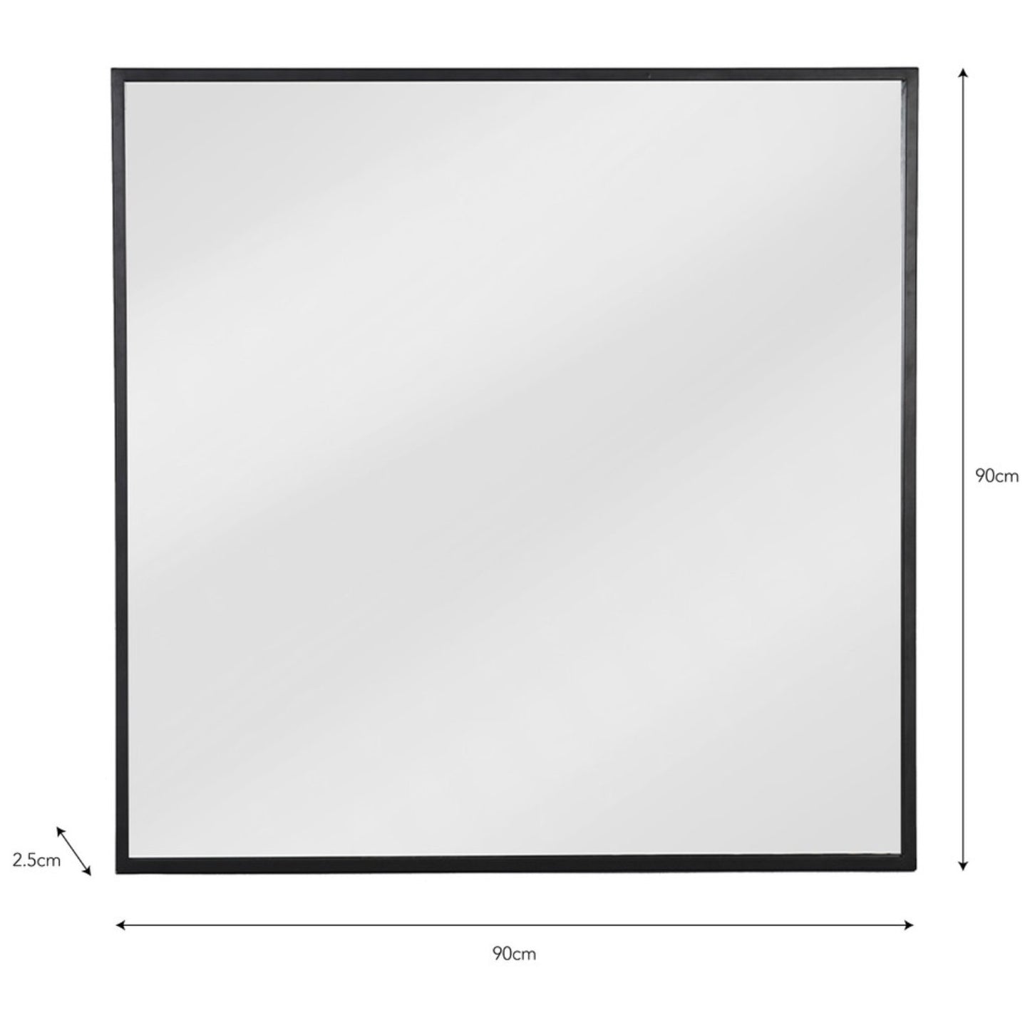 Avening Square Wall Mirror 90x90cm in Black by Garden Trading - Iron